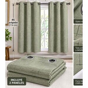 H.VERSAILTEX Blackout Curtain Panels 42" x 45" Green Grommet Top Set of 2